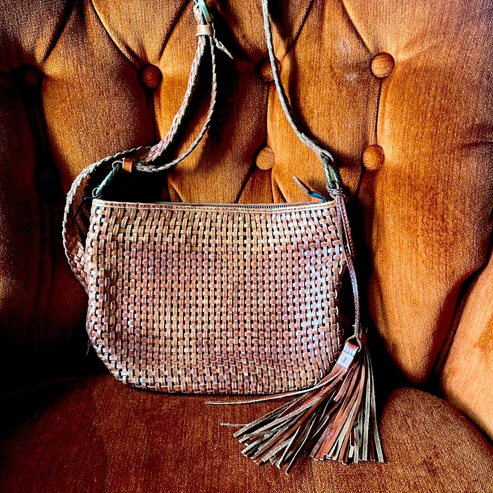 Patricia Nash banyoles woven leather crossbody.